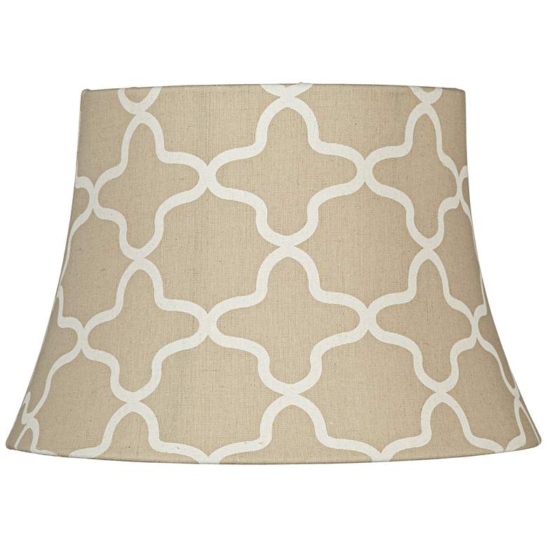 Image 1 Oatmeal and White Quatrefoil Bell Lamp Shade 10x14x9.5 (Uno)