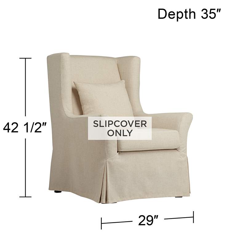Image 4 Oatmeal Fabric Slipcover for Pomona Collection Accent Chairs more views