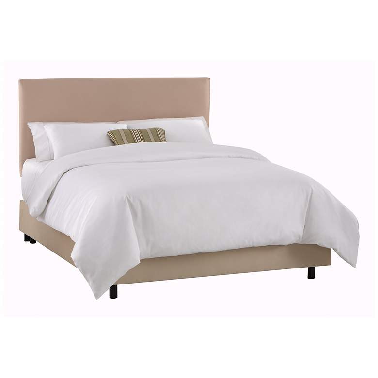 Image 1 Oatmeal Microsuede Slip Cover Bed (King)