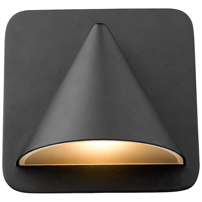 Image 1 Obelisk 6 1/4" High Black Half Cone LED Outdoor Wall Light