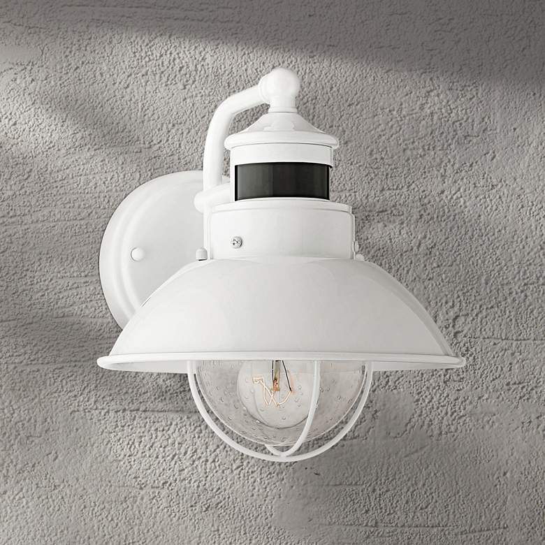 Image 7 Oberlin 9"H White Dusk to Dawn Motion Sensor Outdoor Light Set of 2 more views