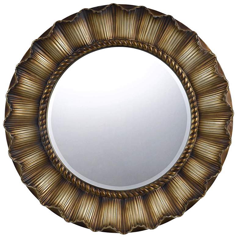 Image 1 Oberlin Round 33 inch Golden Wall Mirror