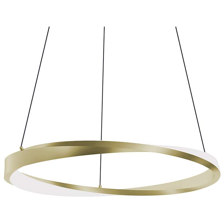 Image 1 Oberon 24" Wide Light Antique Brass 40W LED Pendant