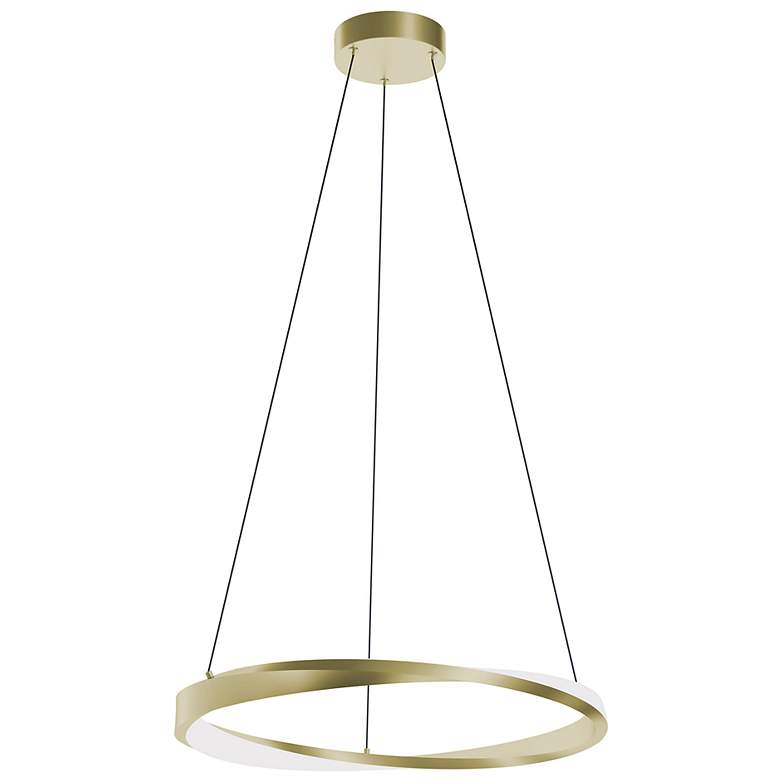 Image 2 Oberon 24" Wide Light Antique Brass 40W LED Pendant more views