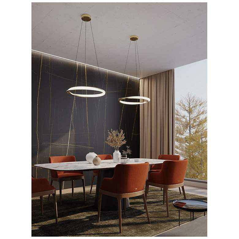 Image 3 Oberon 24" Wide Light Antique Brass 40W LED Pendant more views