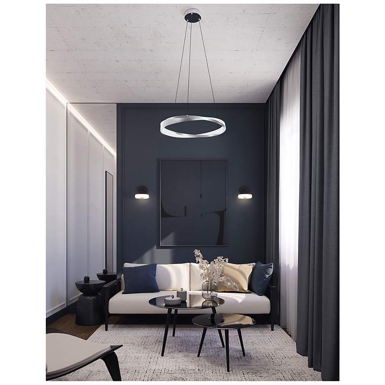 Image 3 Oberon 24" Wide Satin Nickel 40W LED Pendant more views