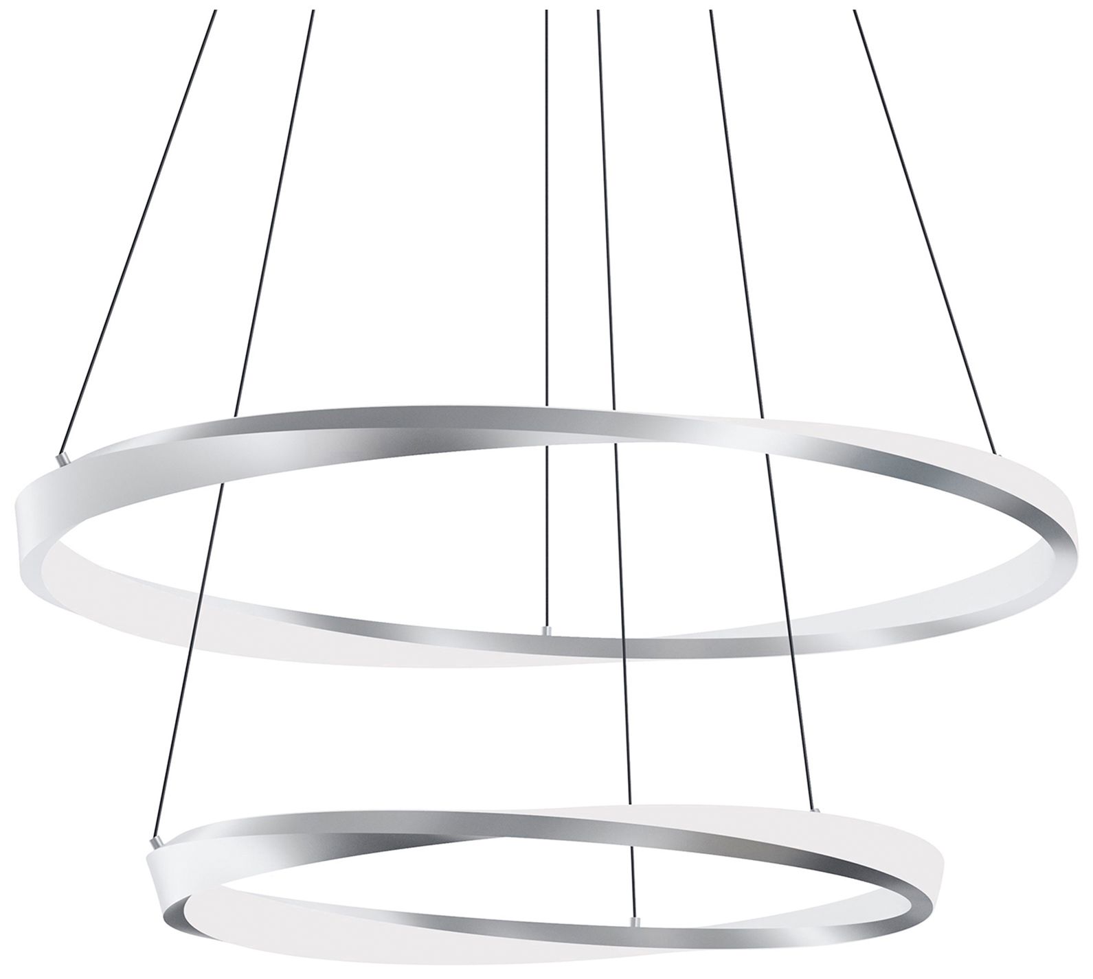 Image 2 Oberon 32" Wide Satin Nickel 80W LED Double Pendant