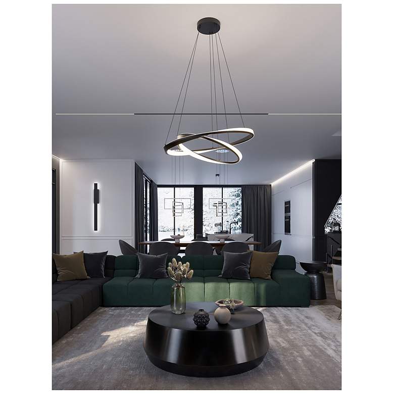 Image 3 Oberon 32" Wide Black 80W LED Double Pendant more views