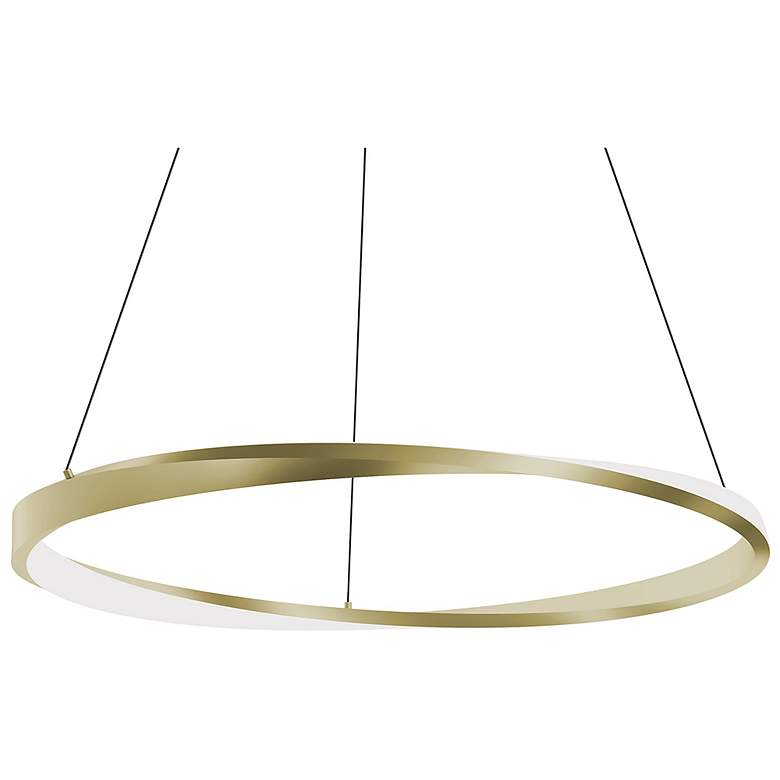 Image 1 Oberon 32" Wide Light Antique Brass 50W LED Pendant