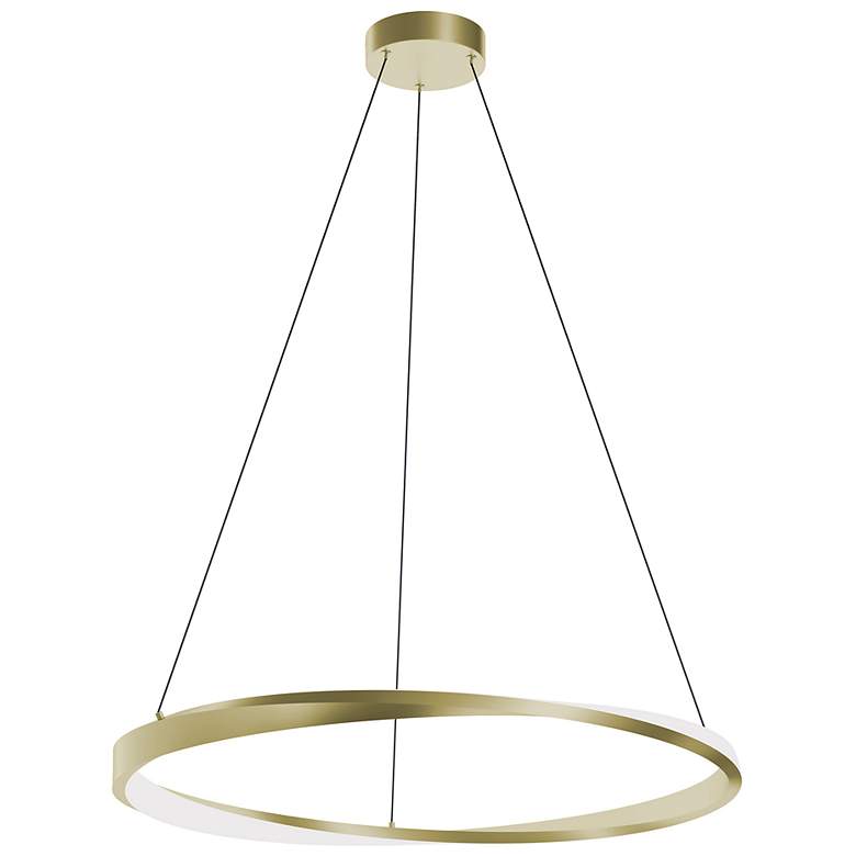 Image 2 Oberon 32" Wide Light Antique Brass 50W LED Pendant more views