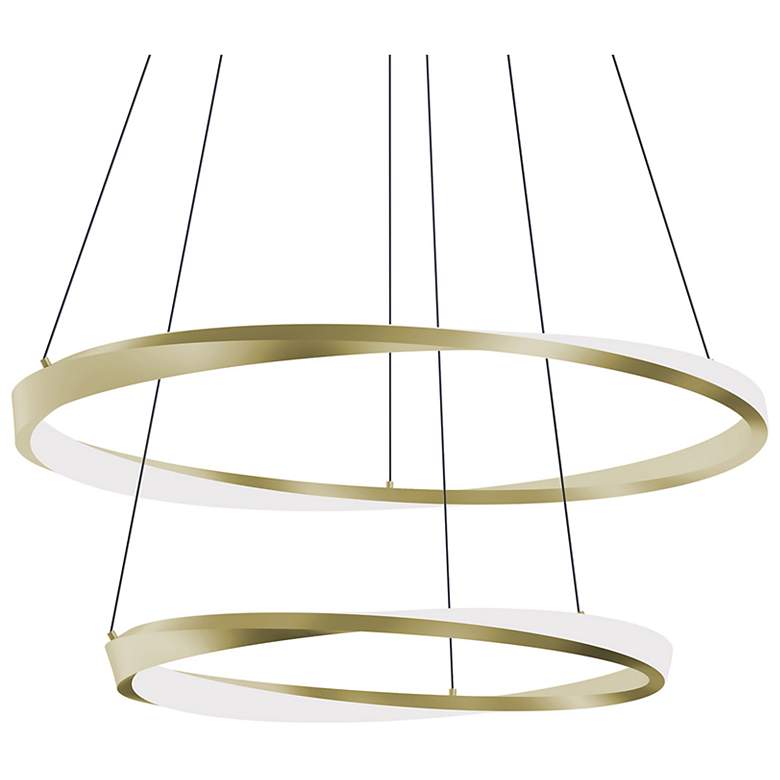 Image 1 Oberon 32" Wide Light Antique Brass 80W LED Double Pendant