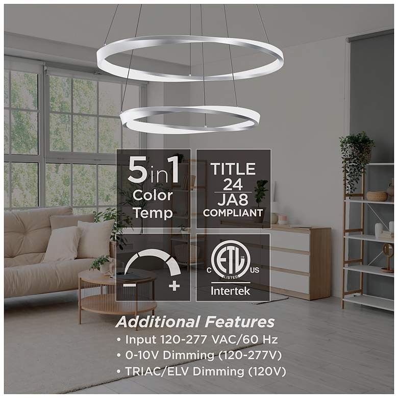 Image 5 Oberon 32" Wide Light Antique Brass 80W LED Double Pendant more views