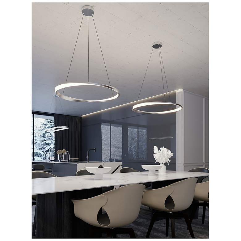 Image 3 Oberon 32" Wide Satin Nickel 50W LED Pendant more views