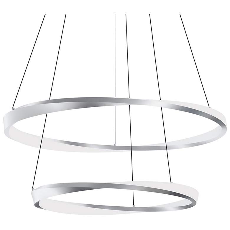 Image 1 Oberon 32" Wide Satin Nickel 80W LED Double Pendant