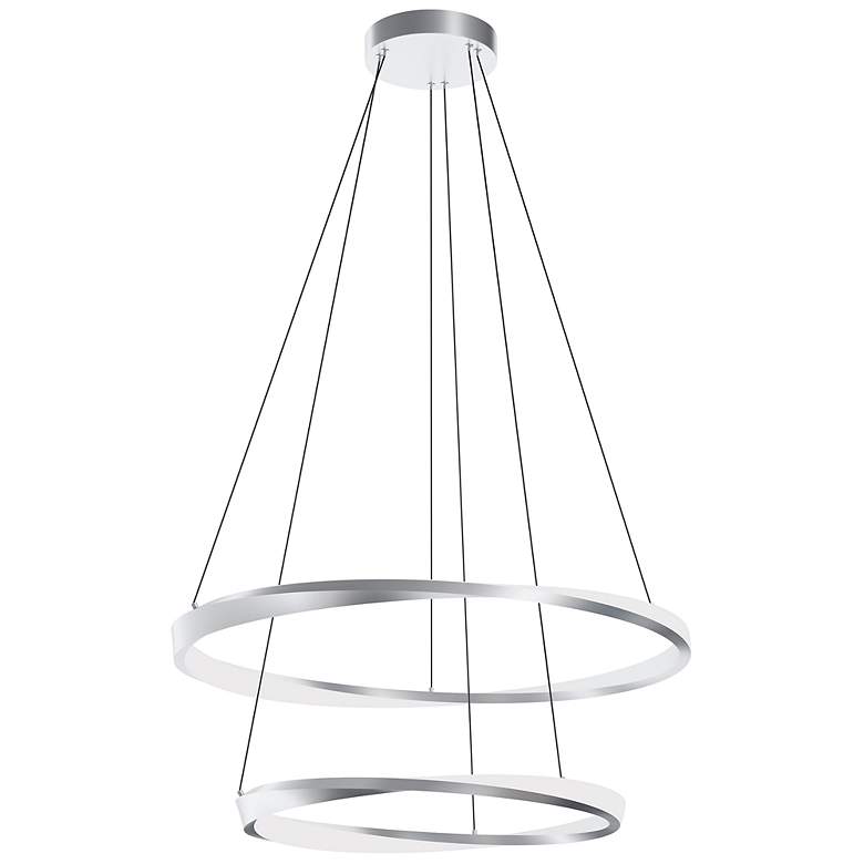 Image 2 Oberon 32" Wide Satin Nickel 80W LED Double Pendant more views