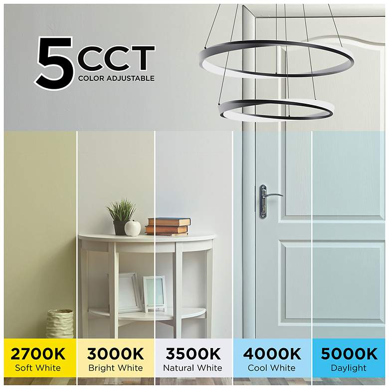 Image 4 Oberon 32" Wide Satin Nickel 80W LED Double Pendant more views
