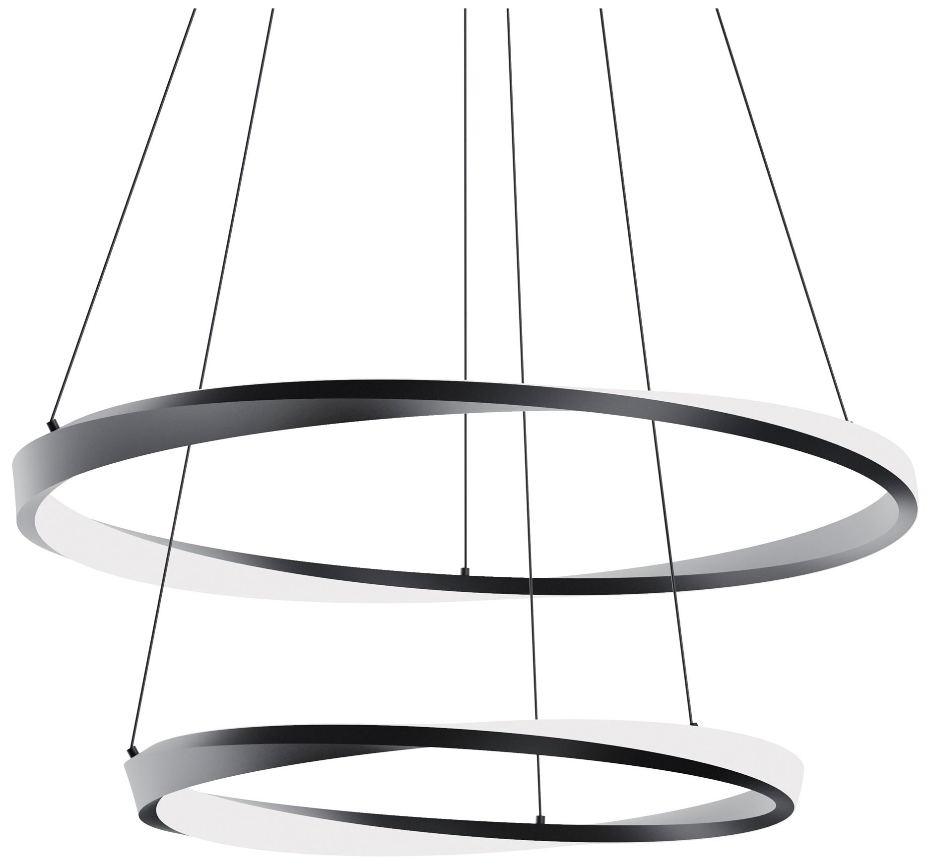 Oberon 40" Wide Black Double LED Pendant with White Acrylic Shade