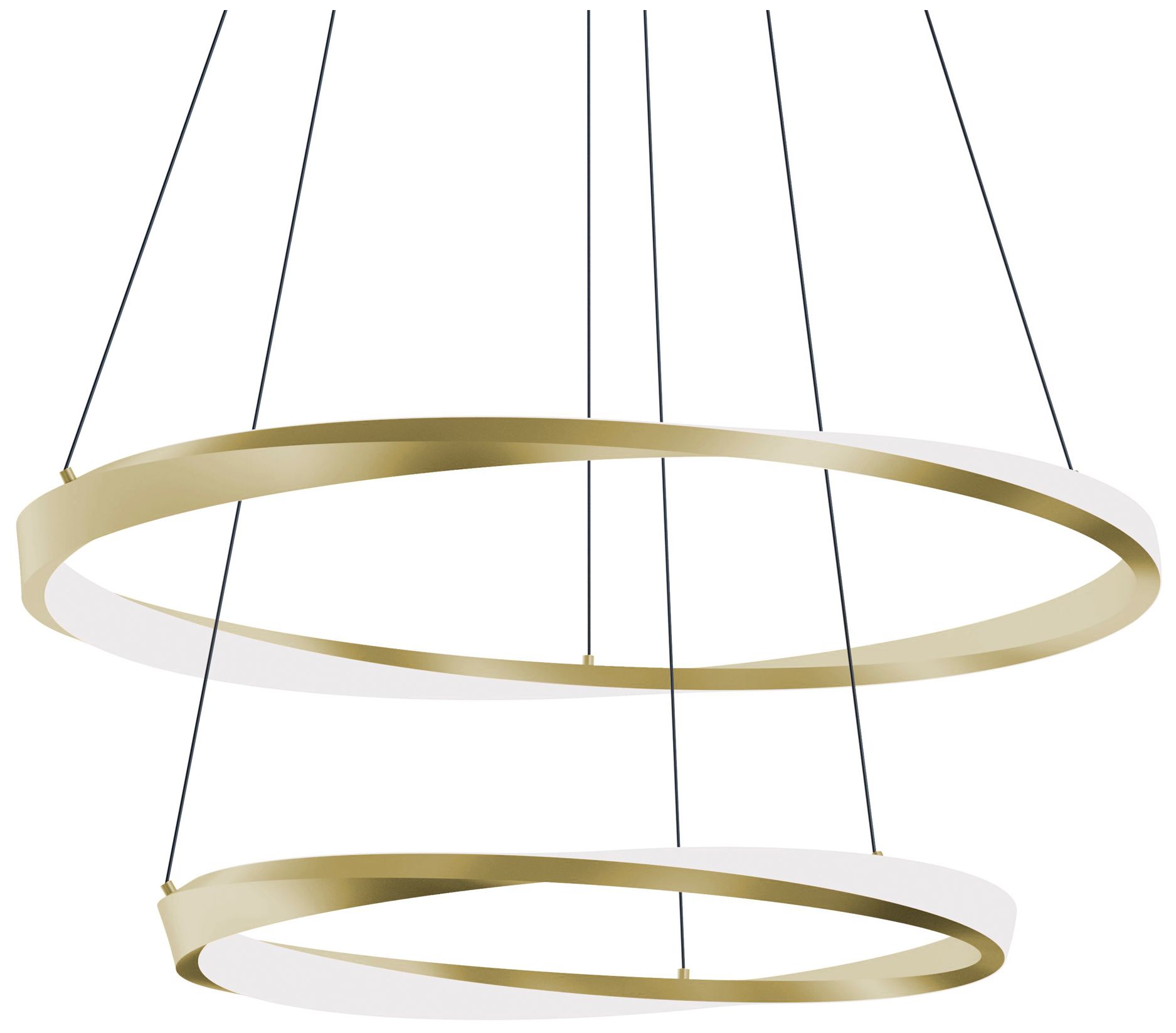 Image 2 Oberon 40"W Light Antique Brass Double LED Pendant w/ White Acrylic Sh