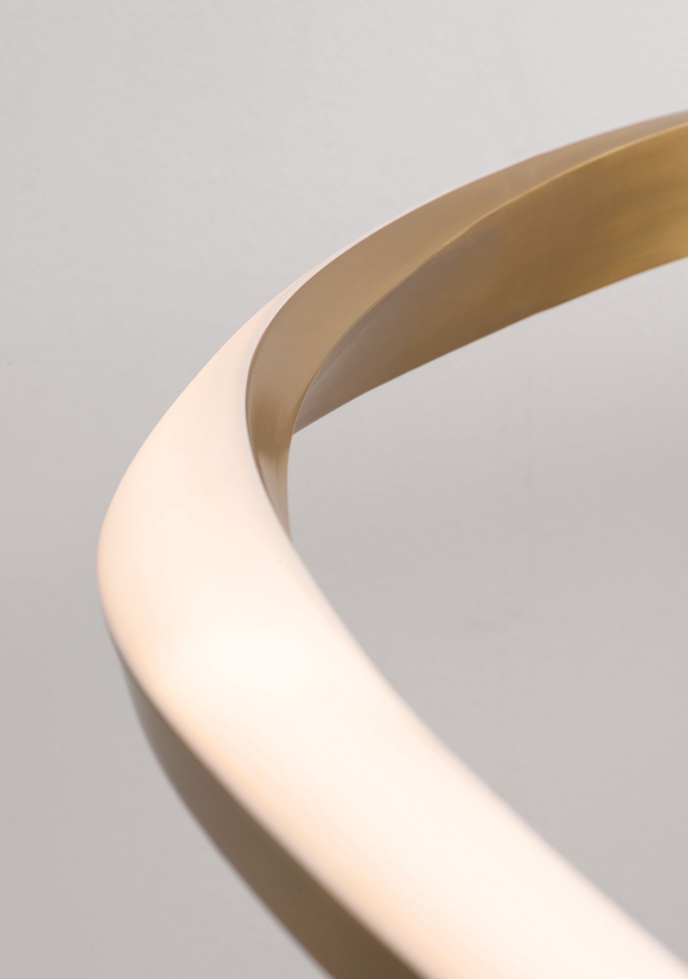 Image 4 Oberon 40"W Light Antique Brass Double LED Pendant w/ White Acrylic Shade more views