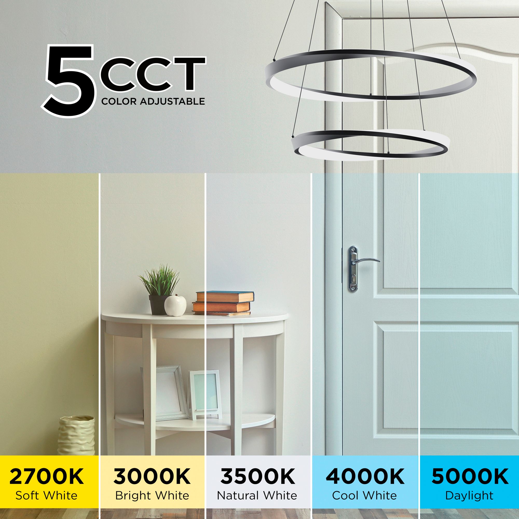 Image 5 Oberon 40" Wide Black Double LED Pendant with White Acrylic Shade more views