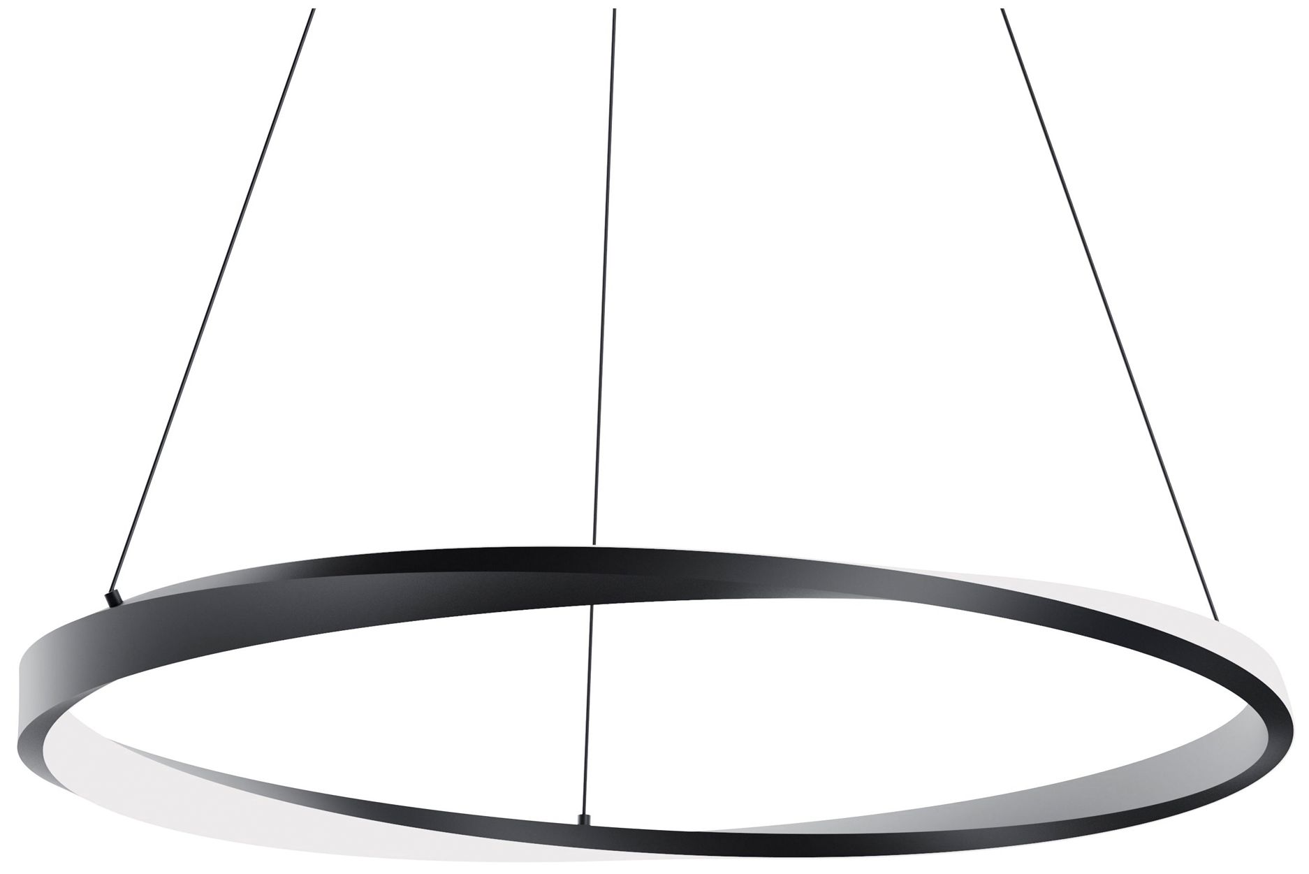 Oberon 40" Wide Black Single LED Pendant with White Acrylic Shade