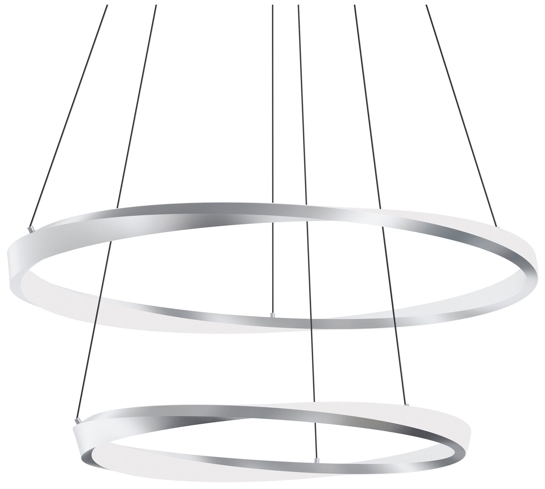 Oberon 40" Wide Satin Nickel Double LED Pendant with White Acrylic Shade