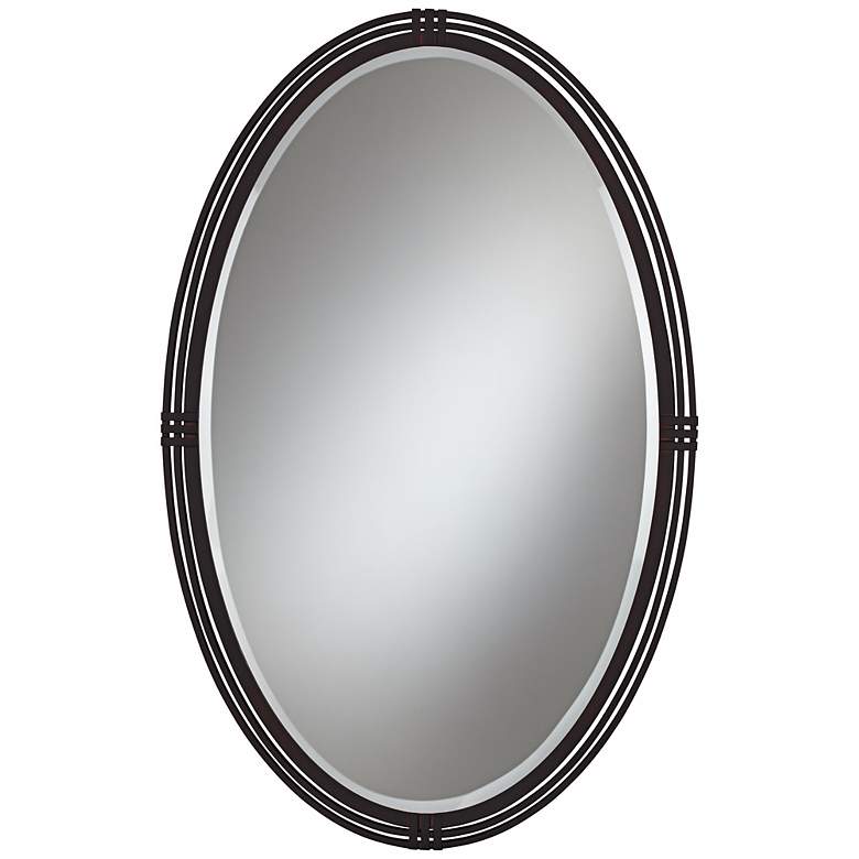 Image 1 Oberron Bronze Metal 38 inch High Oval Wall Mirror