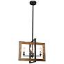 Obilla 18" Wide 4-Light Open Rectangle Black and Wood Chandelier