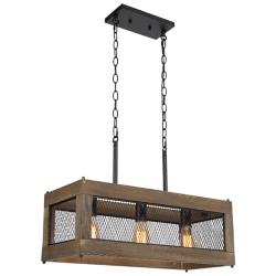 Obilla 23.6" Wide Wood Linear 3-Light Island Chandelier
