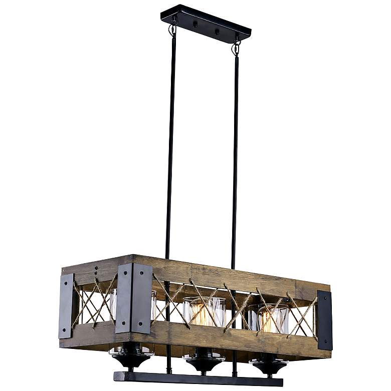 Image 1 Obilla 24" Wide Black 3-Light Island Chandelier