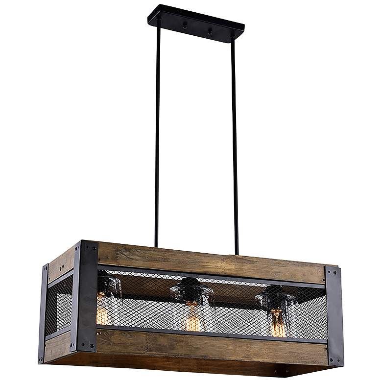 Image 1 Obilla 24"W Black 3-Light Linear Island Chandelier