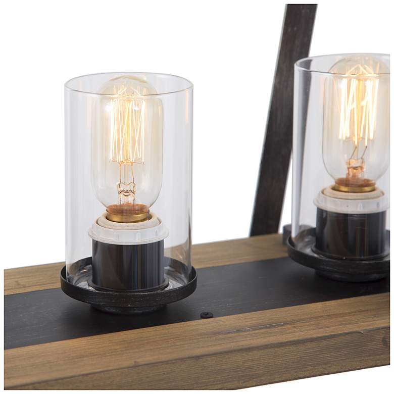 Image 4 Obilla 25.6" Wide Distressed Wood 4-Light Linear Chandelier more views