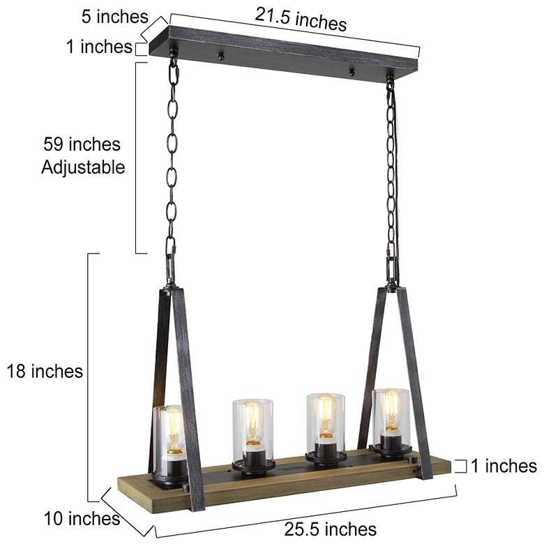 Image 6 Obilla 25.6" Wide Distressed Wood 4-Light Linear Chandelier more views