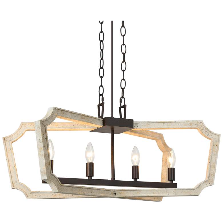 Image 1 Obilla 27.6 inch Wide Weathered Wood 4-Light Linear Chandelier