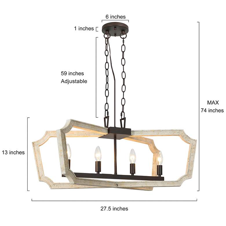 Image 5 Obilla 27.6" Wide Weathered Wood 4-Light Linear Chandelier more views