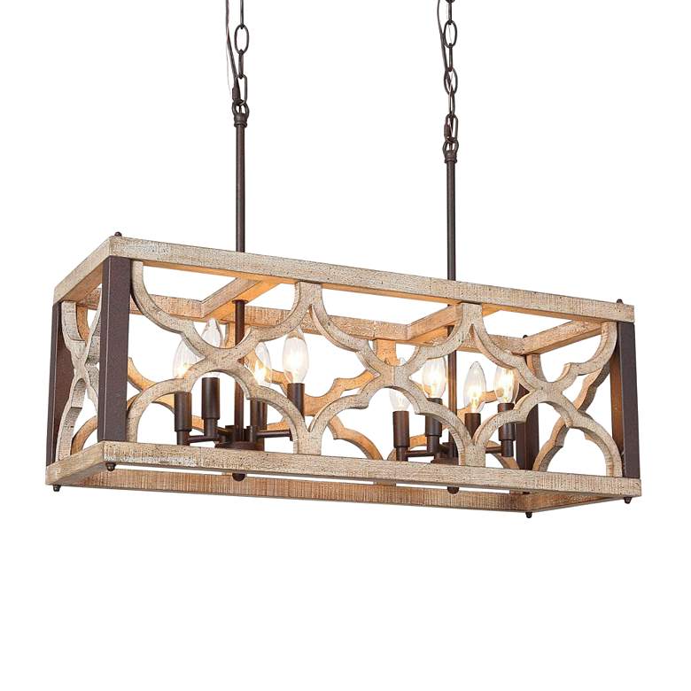 Image 2 Obilla 27 1/2 inch Wide Weathered Wood 8-Light Island Chandelier