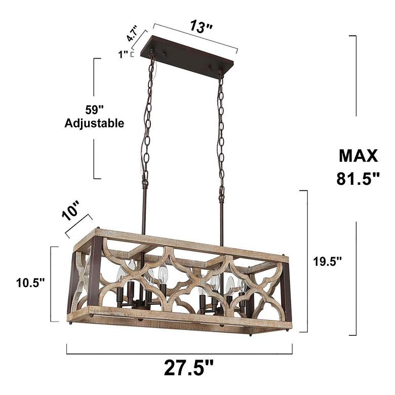 Image 6 Obilla 27 1/2 inch Wide Weathered Wood 8-Light Island Chandelier more views