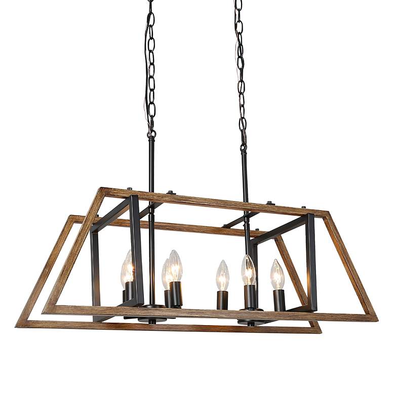 Image 2 Obilla 29.9" Wide Faux Wood 8-Light Linear Chandelier