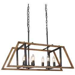 Obilla 29.9" Wide Faux Wood 8-Light Linear Chandelier