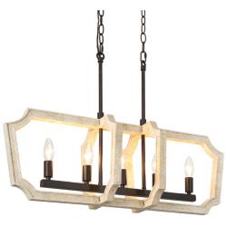 Obilla 30&quot; Wide Weathered Wood 5-Light Linear Chandelier