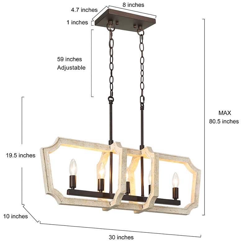 Image 6 Obilla 30" Wide Weathered Wood 5-Light Linear Chandelier more views