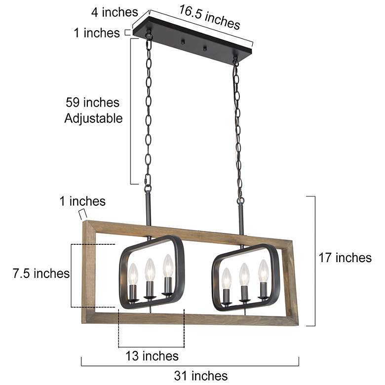 Image 6 Obilla 31" Wide 6-Light Rectangle Island Chandelier more views
