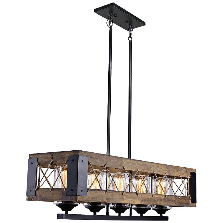 Image 1 Obilla 32" Wide Black 5-Light Island Chandelier