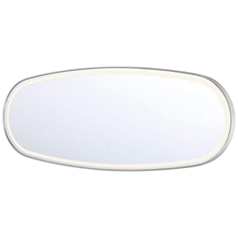 Obon Aluminum 17 1/2&quot; x 47 1/4&quot; Oval LED Wall Mirror with Light more views