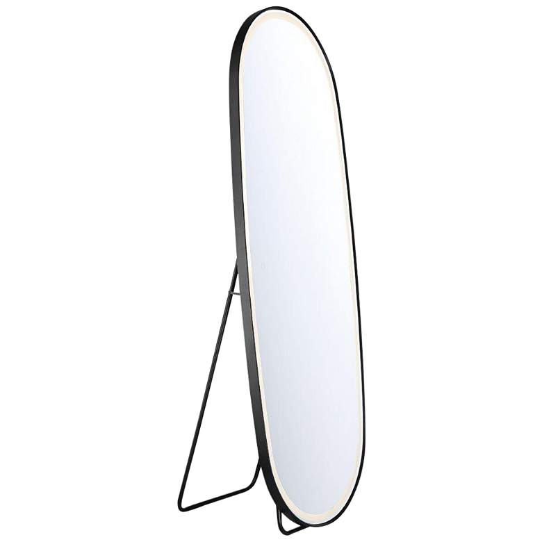 Obon Black 26 inch x 65 inch Oval LED Standing Floor Mirror