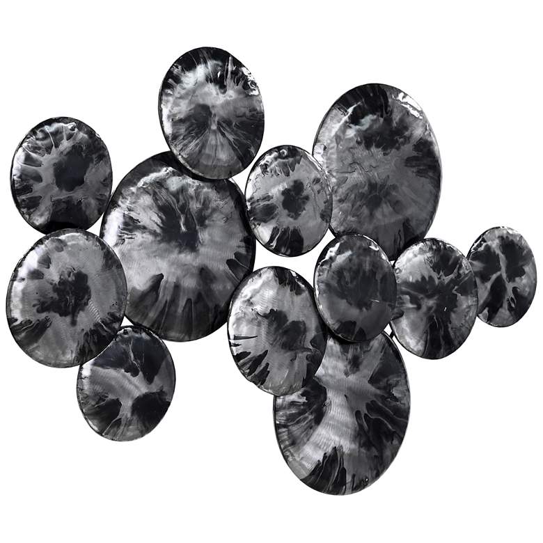 Image 5 Obsidian 48" Wide Black Gray Etched Metal Wall Sculpture more views