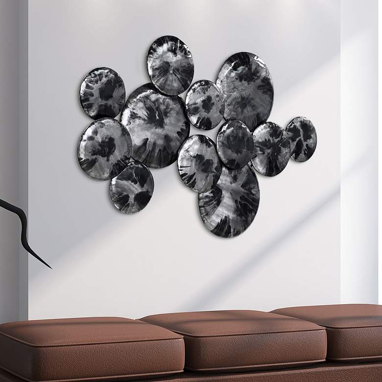 Image 6 Obsidian 48" Wide Black Gray Etched Metal Wall Sculpture more views