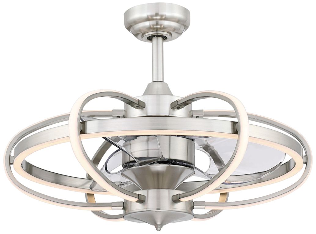 Image 2 Obvi 22 in Indoor Fan w/ LED Lt Kit - Br. Nickel w/ Clear blades