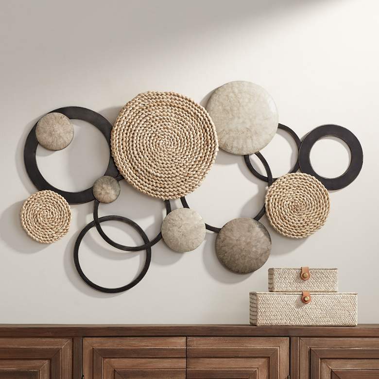Image 1 Ocala 39 1/2 inch Wide Metal and Rope Modern Disc Wall Art