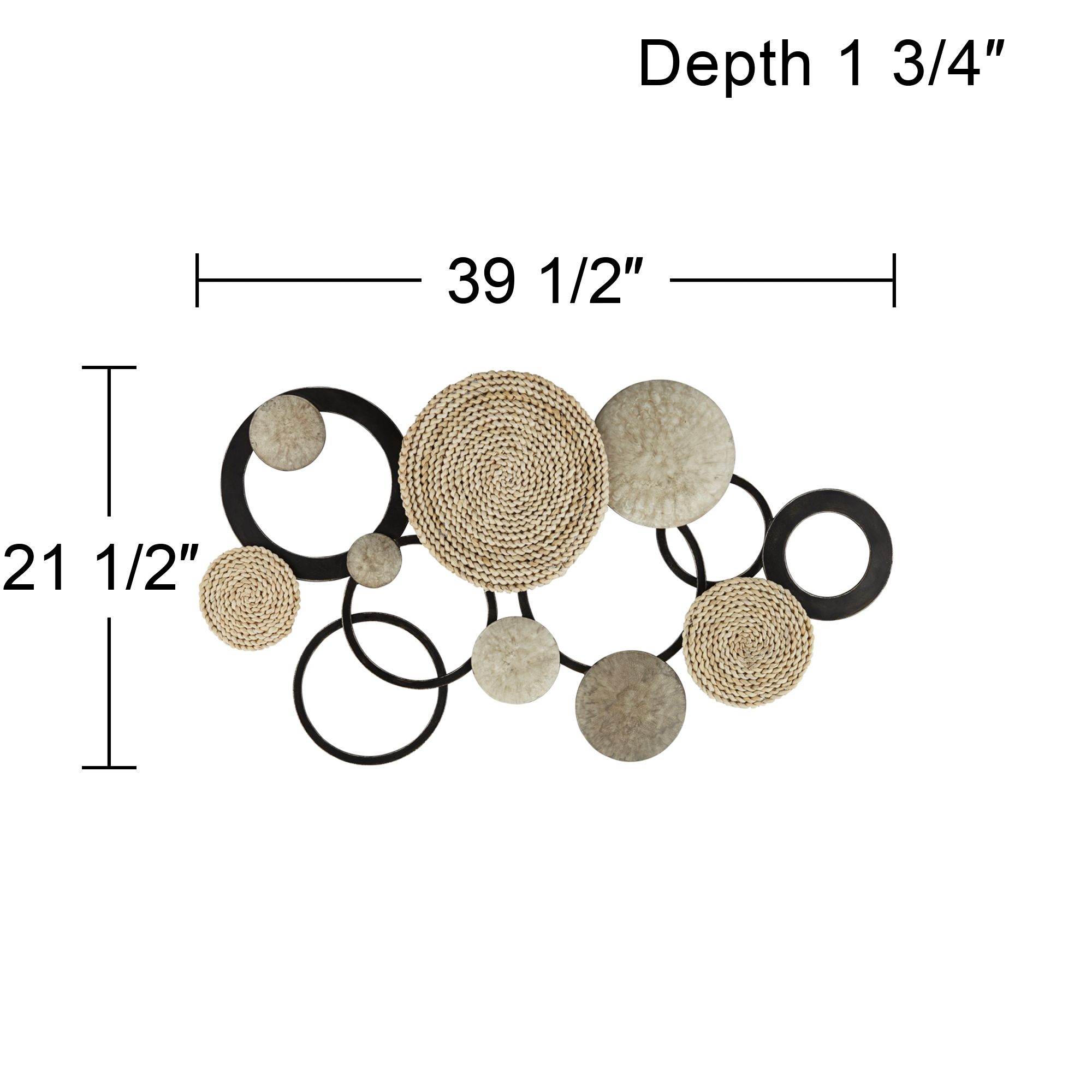 Ocala 39 1/2" Wide Metal and Rope Modern Disc Wall Art 549N0 Lamps